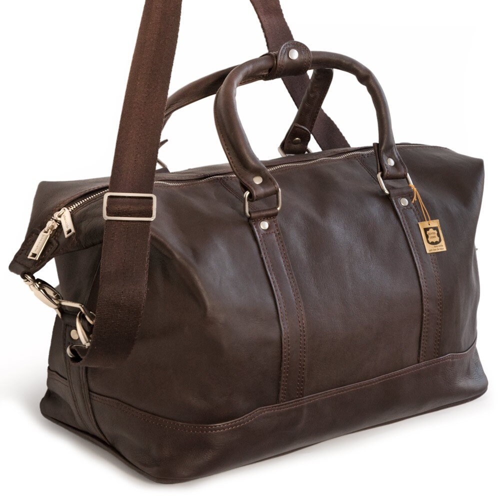 Large Travel Bag / Weekend Bag for Women and Men, Size L, Nappa Leather,  697 Cognac Brown 