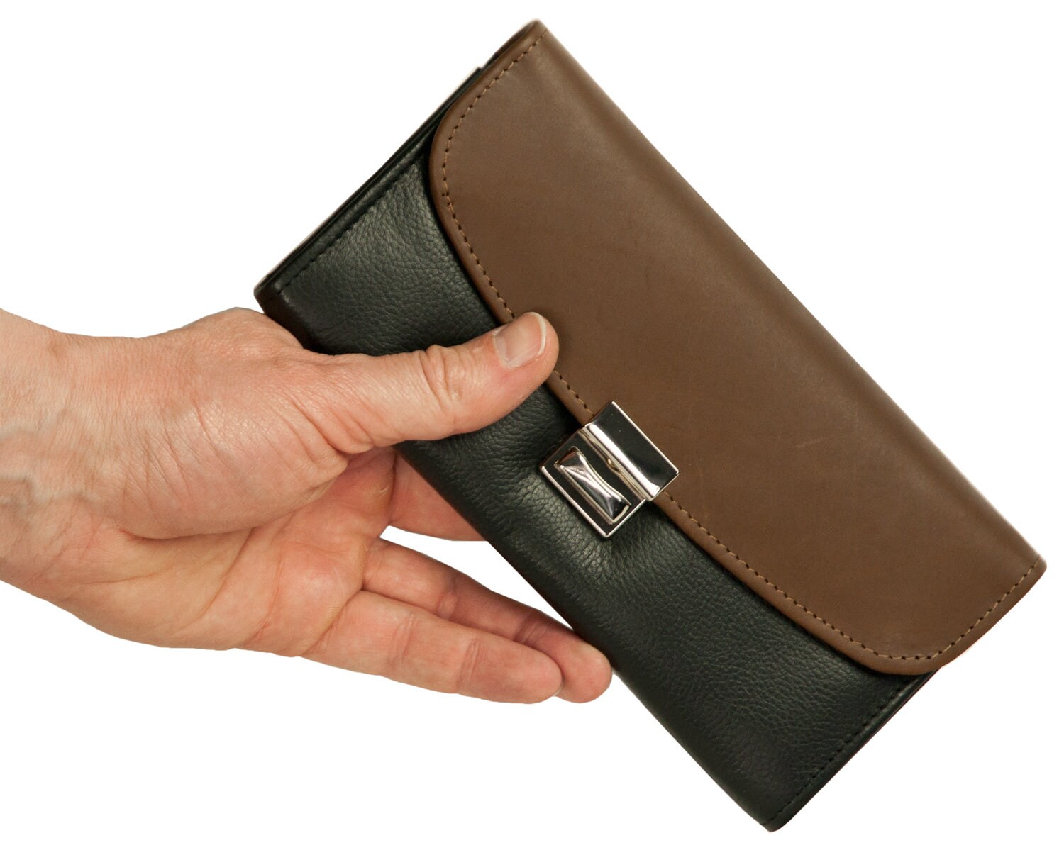 Two-coloured professional waiter purse, also matching holster, nappa leather, Brown in different variants, custom engraving possible, 1014