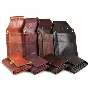 Professional waiter’s holster / waiter’s belt bag, real leather Used Look, different colours, custom engraving possible, 79437