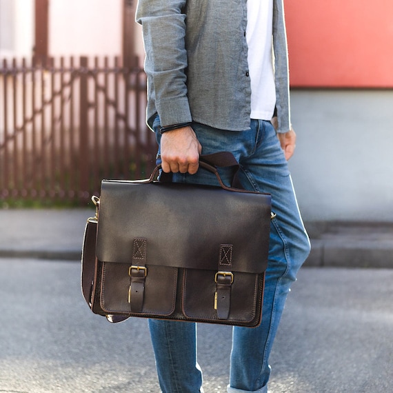 Gift Ideas: Natural Leather Briefcase / Teacher Bag for Women and Men, Size  L, Aniline Leather, 420-aniline Brown - Etsy