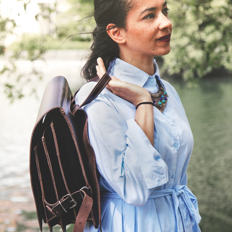 teacher leather backpack