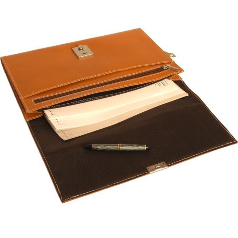 A4 Briefcase / Leather Folder with Lock for Women and Men Etsy
