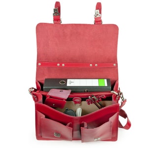 Idea de regalo: maletín / bolso de profesor para hombre y mujer, talla L, piel, 600 rojo cereza claro