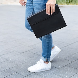 Gift-Ideas: A4 Document Holder / Leather Folder for Women and Men, Aniline Leather, Black, custom engraving possible, 1042