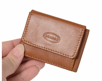 Sehr Kleine Geldbörse  / Mini Portemonnaie Größe XS, Leder, in Rot Grün Blau Beige Braun Schwarz, Personalisierung möglich, 103