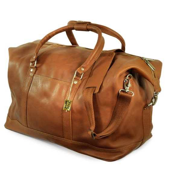 Gift Ideas Large Travel Bag Weekend Bag for Women and Men Size L Nappa Leather 697 Cognac Brown Etsy Ireland