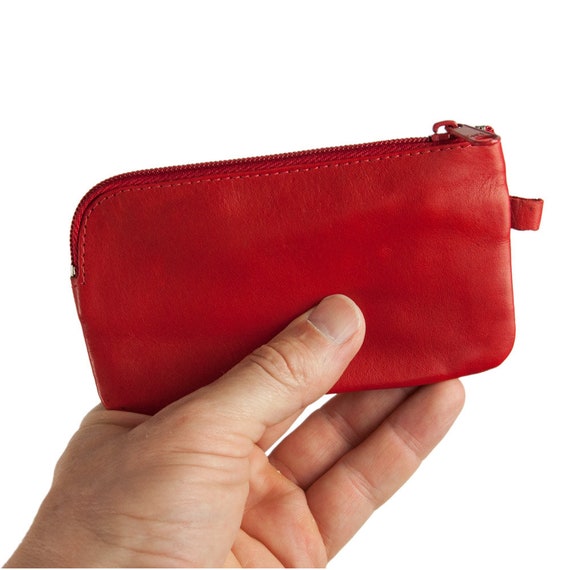 Large Key Case / Key Holder Size L, Real Leather, in Red, Blue