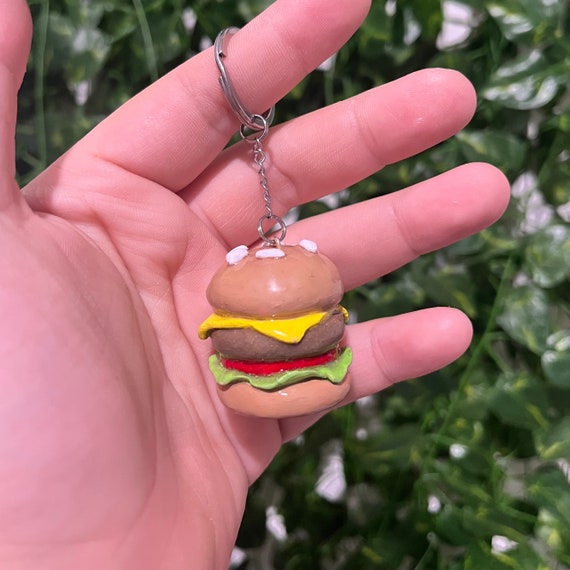 Kawaii Burger Keyring Fast Food Hamburger Keychain Handmade