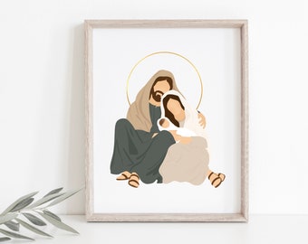 Nativity, Christmas Art, Digital Download, Baby Jesus, Mary and Joseph