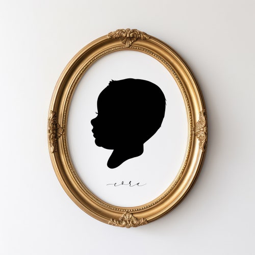 Arte de silueta digital, recuerdo, bebé y niño, retrato de perfil, solo archivos digitales