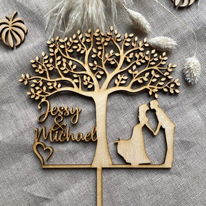 Wedding cake topper tree cake topper for the wedding, tree of life with first names, production and shipping from Germany