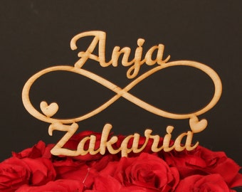 Wedding cake topper cake topper personalized infinity sign with first name for wedding, production and shipping from Germany