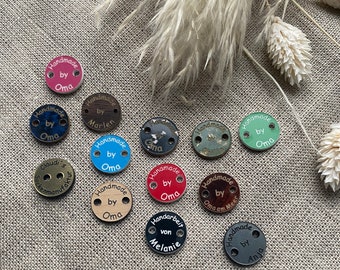 10 buttons handmade, individually personalized with your name