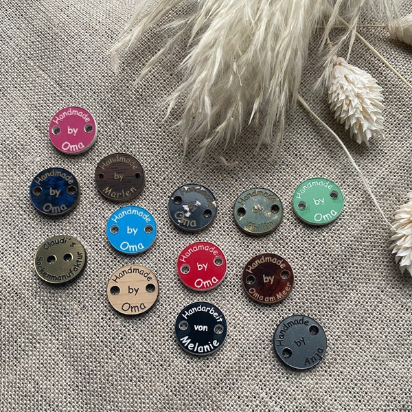 10 buttons handmade, individually personalized with your name