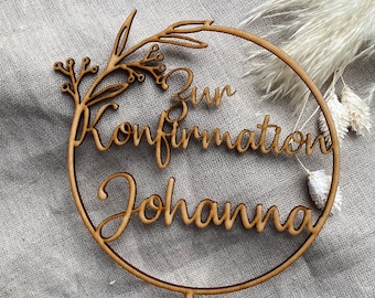 Tortenstecker Cake Topper personalisiert zur Konfirmation mit Vornamen, Produktion und Versand aus Deutschland