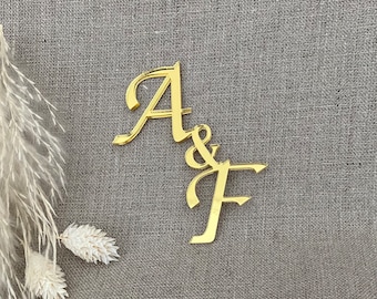 Charm para tarta con 2 iniciales, letras para la boda, producción y envío desde Alemania