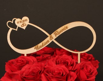 Cake topper wedding cake topper, infinity sign with first name + wedding date, production and shipping from Germany