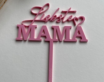 Caketopper cake topper for Mother's Day, Dearest Mom, production and shipping from Germany