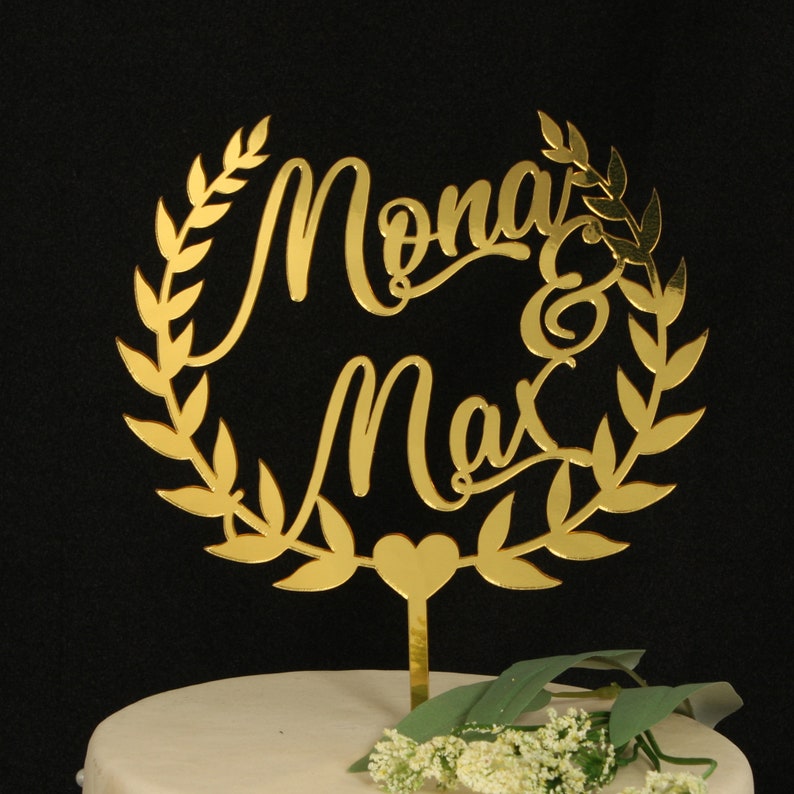 Personaliserter Cake Topper Aus Holz - Mit Initialen & Datum, Hochzeitsdeko, 10-16 Cm