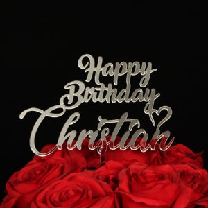 Caketopper Tortenstecker Geburtstag Cake Topper, Happy Birthday mit Vornamen, Produktion + Versand aus Deutschland