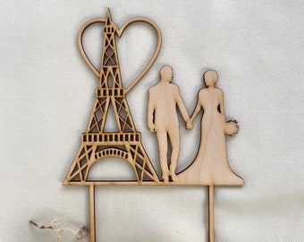Caketopper cake topper cake topper, Eiffel Tower, bride and groom, production + shipping from Germany