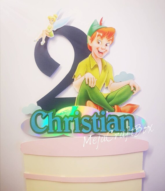 Peter Pan Tinkerbell Birthday Cake Topper Custom Name And Age Etsy