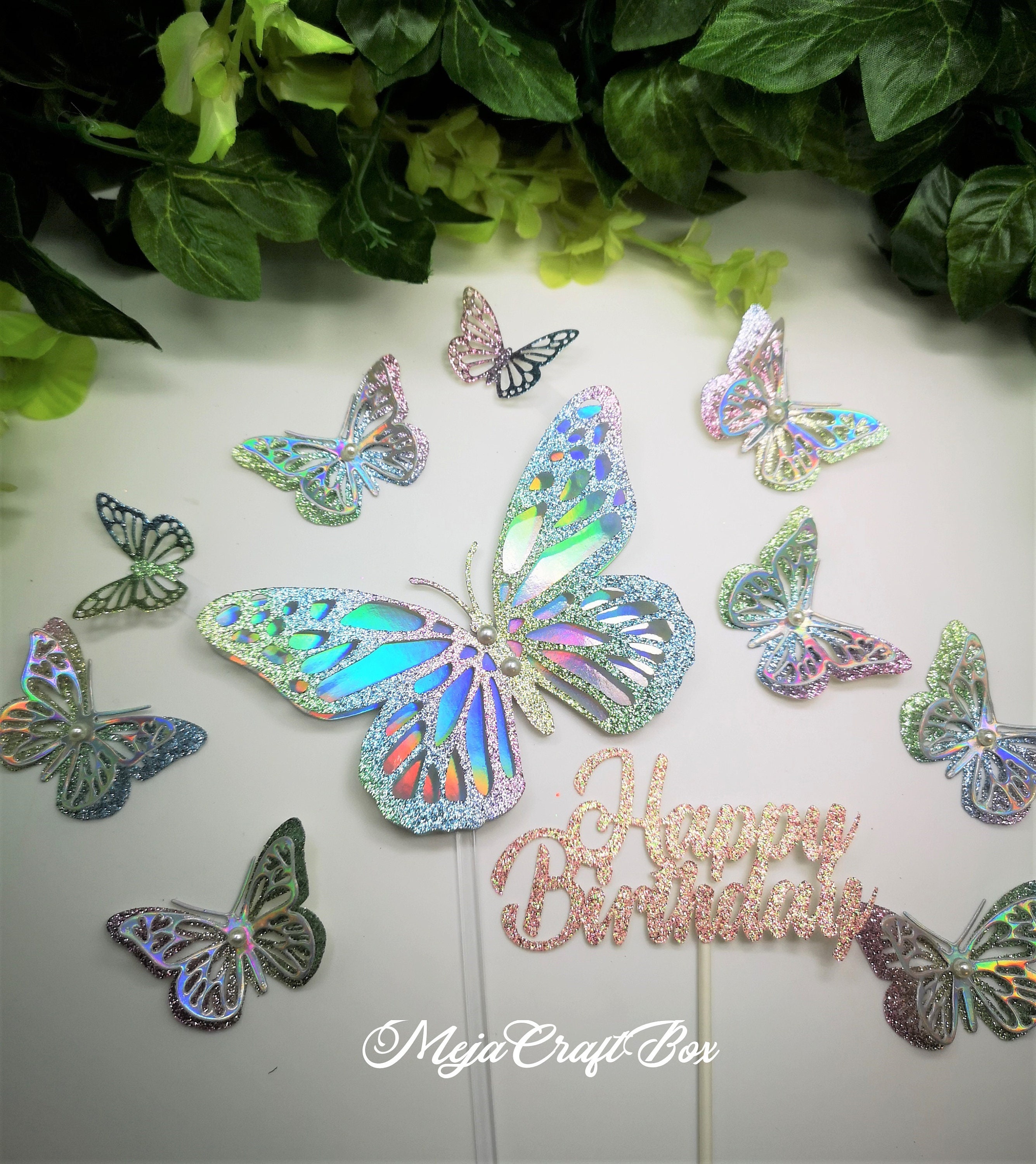 3D Butterflies Cake Toppers Set Holographic Cake Decoration Etsy UK