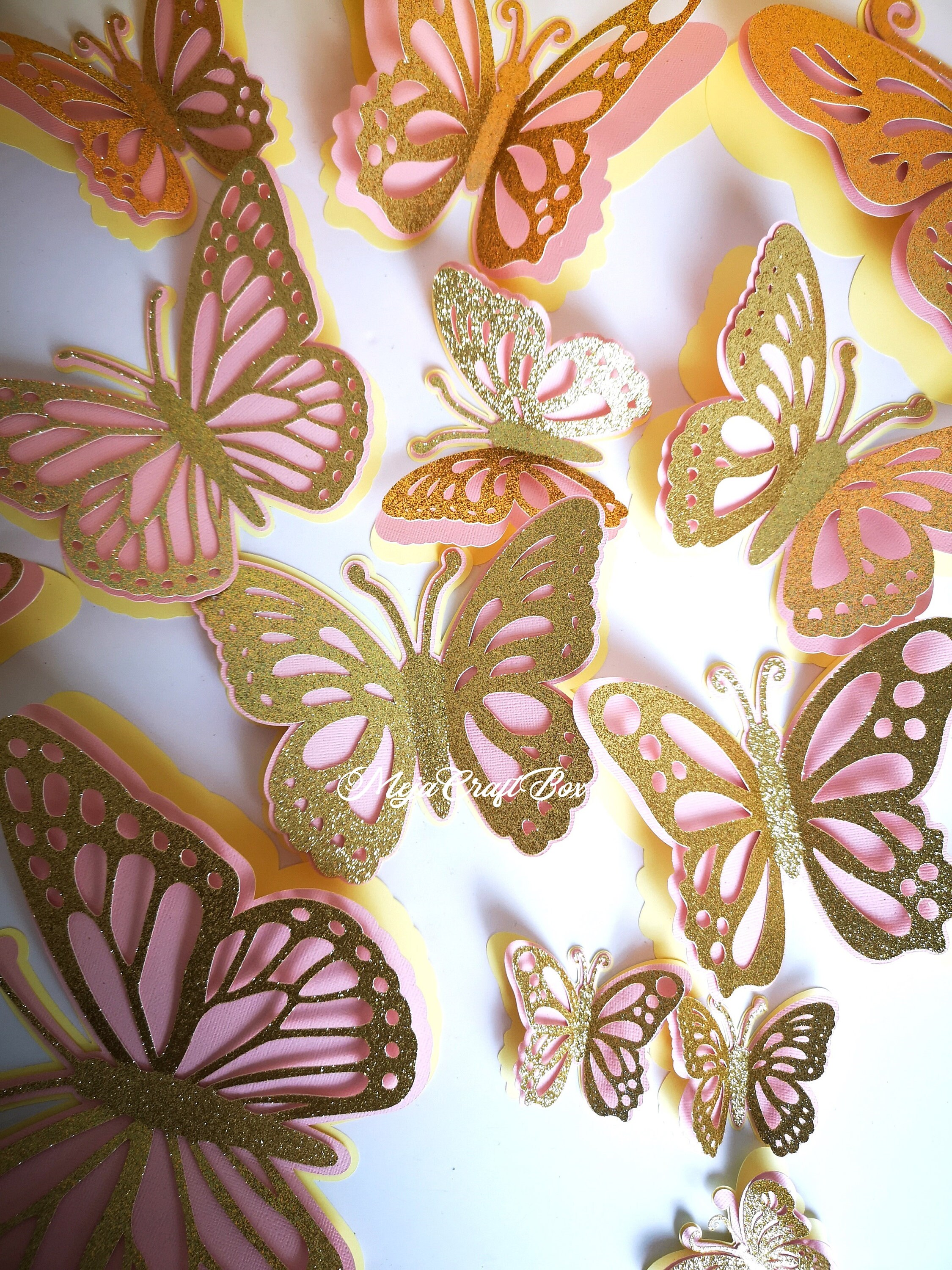 YCHTEWY-Feather Fake Butterfly For Craft Decoration Set Of 12 With Clip Pink Wedding Home Flower Pot Christmas Party Spring Home Decor Floral: Artificial Flowers