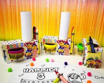 Play-doh Activity Boxes, Birthday Crayon Party Gift Boxes