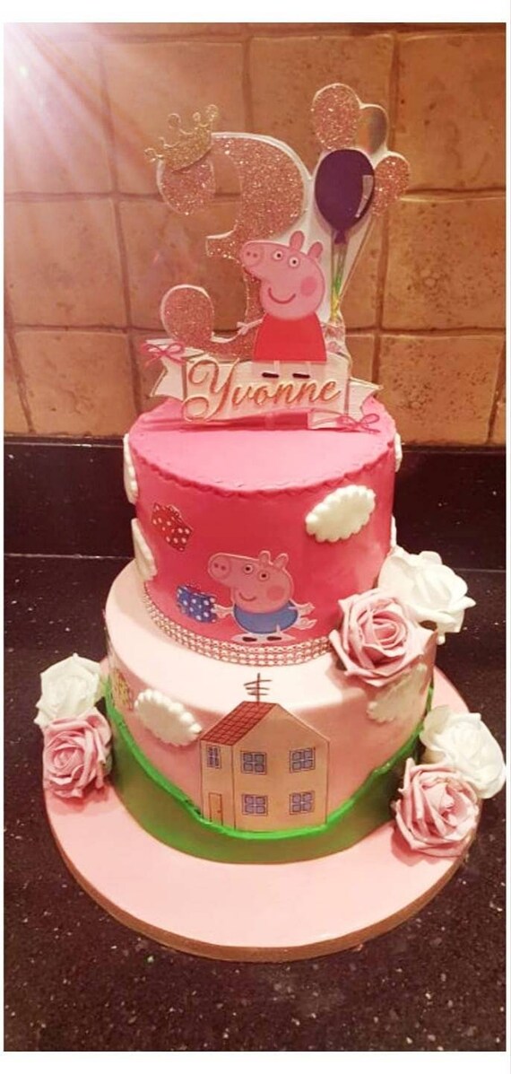 Peppa Pig Personalised Cake Topper Add Any Name Any Age Party Etsy