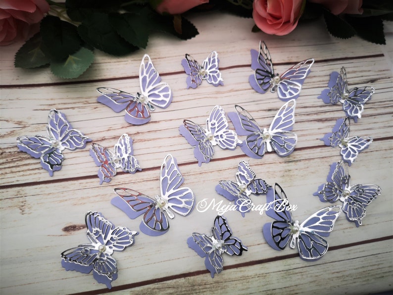 3D Butterflies Cake Topper Lilac/silver Mirror Cupcake Party Etsy UK