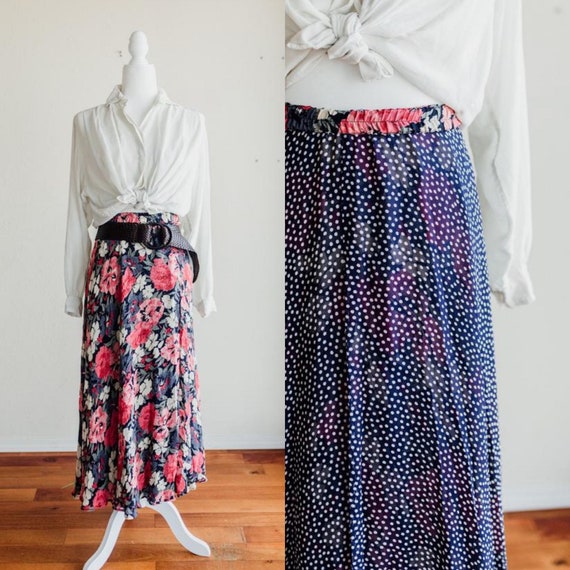 floral maxi skirt | polka dot maxi skirt | pink fl