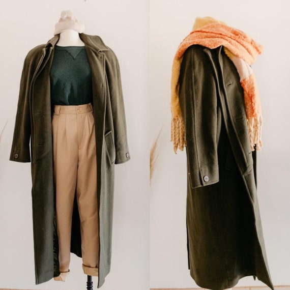 fern wool trench coat - XL | army green 100% wool