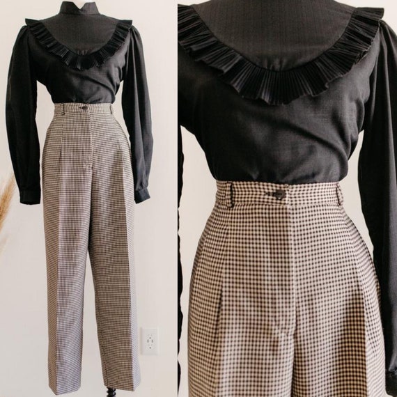 houndstooth wool trousers - 28" | black and white