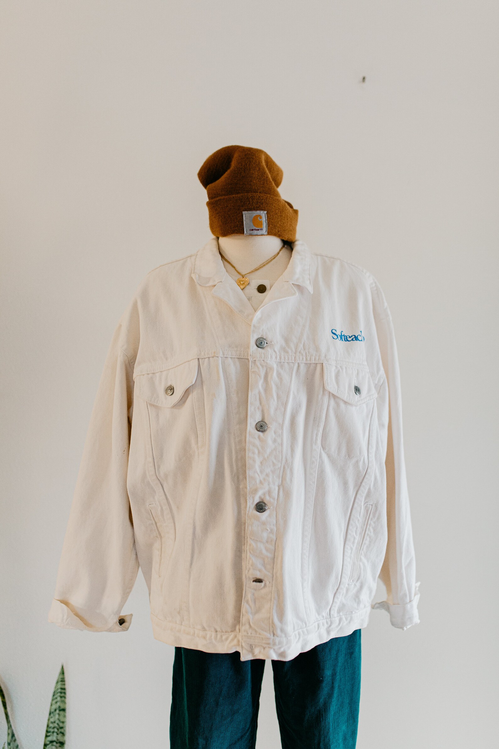 80er distressed weiße Jeansjacke XL Vintage Distressed | Etsy