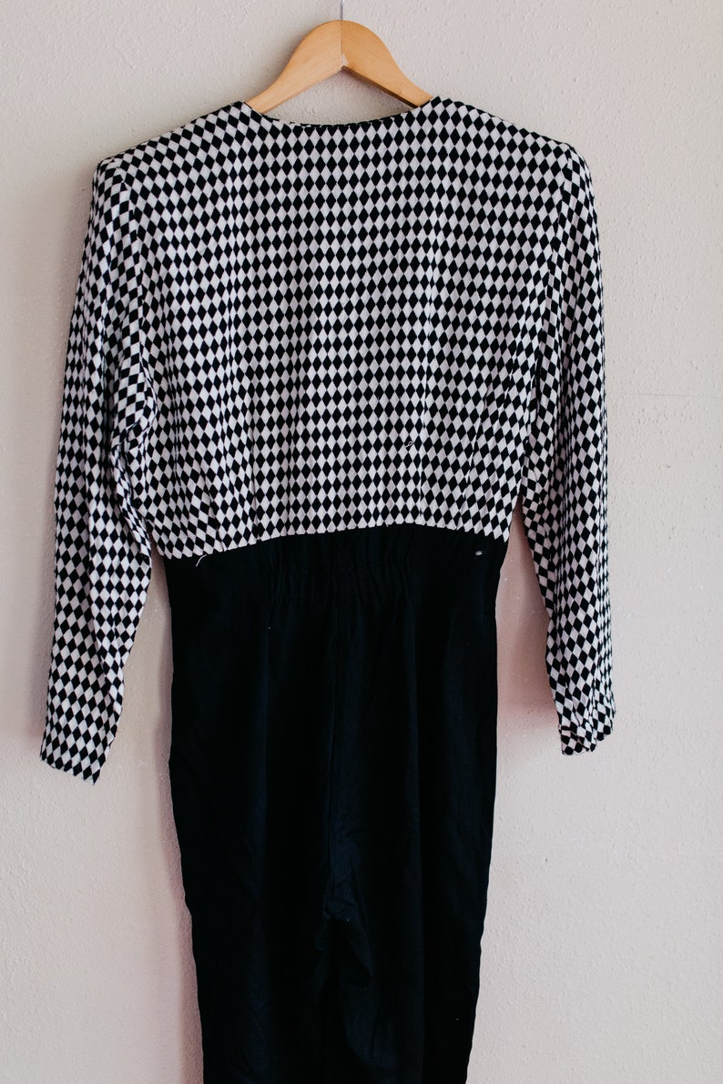 Vintage Checkered Jumpsuit Vintage Black and White Romper Vintage Jumper Vintage Plaid Romper Checkered Romper Vintage Jumpsuit