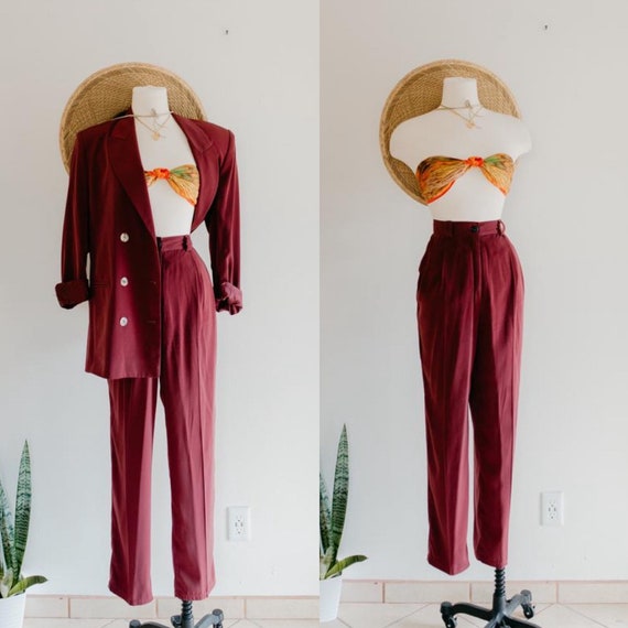 80s merlot trouser + jacket set - 27" | vintage o