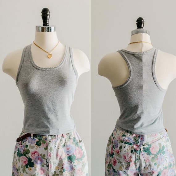 gray crop top | gray racerback 90s crop top | heat