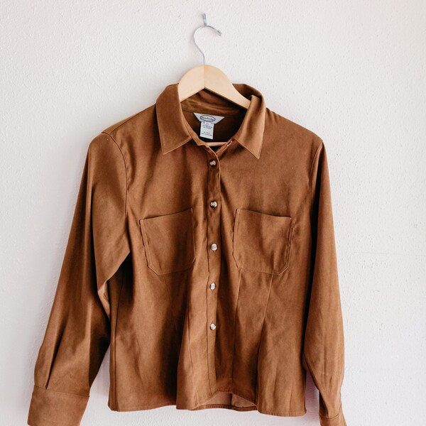 Vintage Brown Button Up Shirt || Soft Button Up Shirt || Women's Size Small