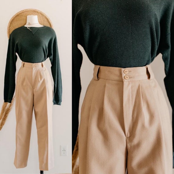 khaki wool trousers - 28" | vintage pure wool pant