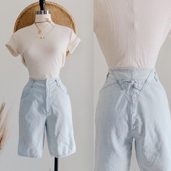 blue sailor shorts | ice blue high waisted pants |