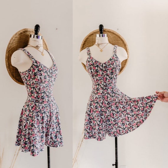 floral romper | black floral grunge romper | 90s m
