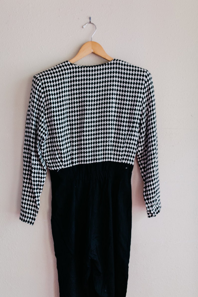 Vintage Checkered Jumpsuit Vintage Black and White Romper Vintage Jumper Vintage Plaid Romper Checkered Romper Vintage Jumpsuit