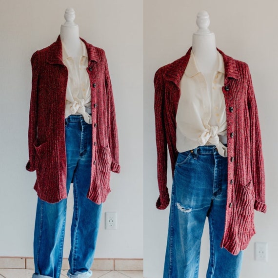 red cardigan duster | ribbed red cardigan sweater