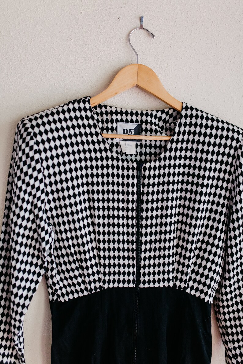 Vintage Checkered Jumpsuit Vintage Black and White Romper Vintage Jumper Vintage Plaid Romper Checkered Romper Vintage Jumpsuit
