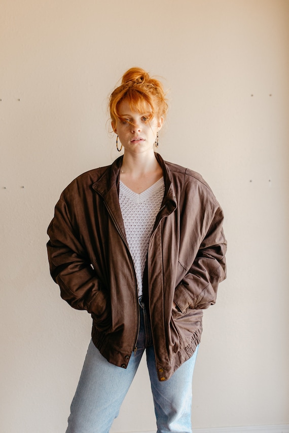Vintage leather jacket oversized Outlet