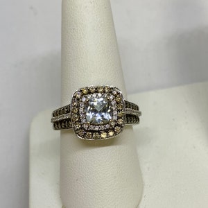 Aquamarine and chocolate diamond hotsell ring