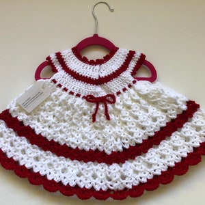 Baby Crochet Dress White and Red Crochet Baby Girl Outfit White Crochet ...