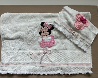 Juego de toallas de baño para bebé de Minnie Mouse: rosa