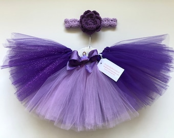 Baby Tutu Skirt Purple and Lilac Baby Tutu Outfit Baby Purple and Lilac Tutu Set Lilac Crochet Baby Headband Infant Purple & Lilac Tutu